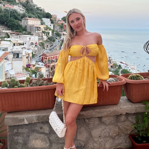 WORN ONCE IN PERFECT CONDITION yellow mini dress - Picture 6 of 7